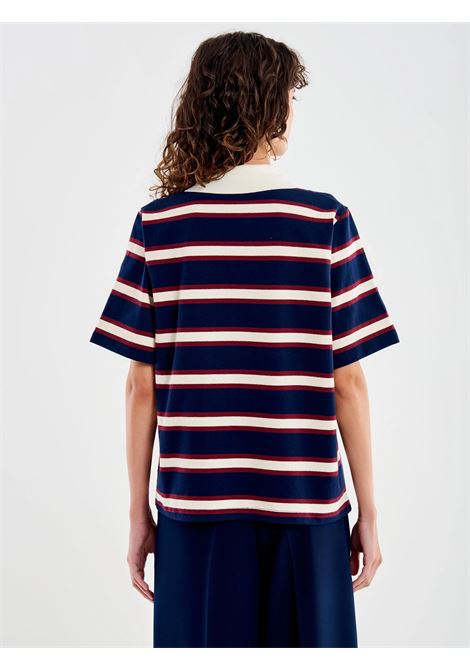 Polo a Righe Colletto Bianco VICOLO | TD0680BLU BORDO